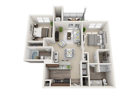 2 bedroom 2 bathroom Floor plan A at Abberly CenterPointe Apartment Homes, Midlothian, Virginia